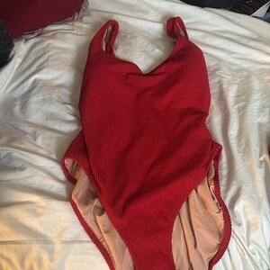 NWT J.Crew Textured Scoopneck One-Piece Swimsuit Plus Size 22w Red